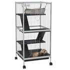 PawHut - Cage à 4 niveaux pour lapin, cochon d’Inde, furet, rat, hamster 45 po H - gris clair-Idéal pour une variété de petits animaux, y compris le vison domestique, le chinchilla, le petit chat et d'autres petits animaux de taille similaire 