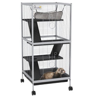 PawHut - Cage à 4 niveaux pour lapin, cochon d’Inde, furet, rat, hamster 45 po H - gris clair-Idéal pour une variété de petits animaux, y compris le vison domestique, le chinchilla, le petit chat et d'autres petits animaux de taille similaire 