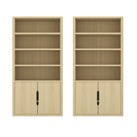 Manhattan Comfort - Rivington bibliothèque moderne à 4 étagères 40" avec armoire Lot de 2 - Chêne naturel-Bibliothèque moderne pour bureau à domicile, salon et rangement supplémentaire, lot de 2