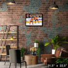 Leon Draisaitl and Connor McDavid Oilers Celebration-H - Toile encadree - 31" x 22"-Sous licence officielle de la LNH et de l'AJLNH