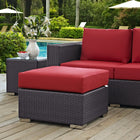 Modway - Convene Terrasse extérieure Tissu Carré ottoman in Espresso Rouge-Cadre en aluminium revêtu de poudre