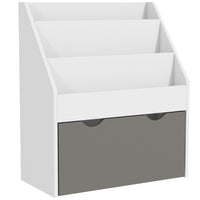 Qaba - Bibliothèque pour enfants avec 3 étagères d’exposition, tiroir pour chambre d’enfant - gris-Grand espace de rangement avec trois étagères et un tiroir pour l’organisation  
