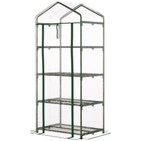 Outsunny serre portable 28 po L x 20 po l x 63 po H avec 4 étagères, transparent-Tube en acier de haute qualité et PVC avec une construction solide, robuste et durable  
