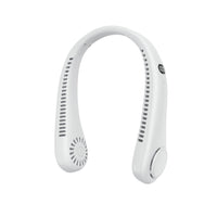 Powerology - Ventilateur de cou rechargeable avec écran numérique à DEL - blanc-Ventilateur de cou mains libres offrant un flux d'air à 360 degrés
