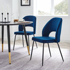 Modway - Nico Performance Velvet Chaise à manger Ensemble de 2 - Marine noire-Chaises d’accent glam déco
