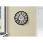 Monarch Specialties - Horloge - 18 po Rond - Horloge Murale - Noir Antique - Transitionnel-Facile à lire grâce aux chiffres romains sur un fond de style squelette et au mouvement à quartz pour un chronométrage précis