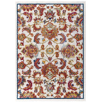 Modway - Entourage Treillis floral vintage Azami Vieilli Tapis de 5 pi l x 8 pi L - Ivoire Bleu Orange Jaune Rouge-Tapis vintage en treillis floraux vieillis