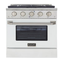 Kucht - 30 po Série KNG Cuisinière Pro Style au gaz propane - Acier inoxydable/Blanc-Cuisez et pâtissez comme un pro grâce au four à convection extra-grand offrant une capacité de 4,2 pi³, une configuration à cinq grilles et une vaste fenêtre d’observation
