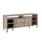 Manhattan Comfort - Meuble TV moderne DUMBO 62,99 po - Gris Rustique-Pieds en métal doré élégants évasés ajoutant un design mode sans couture et de la durabilité Hauteur des pieds : 18,6 cm