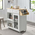 Modway - Culinary Chariot de cuisine avec support à épices, Blanc Naturel-Panneau de particules et papier stratifié