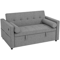 HOMCOM - Canapé-lit gigogne avec ports USB - gris-Se transforme du canapé en lit d’appoint en quelques secondes, adapté aux petits espaces, design à tiroir facile avec roulettes 