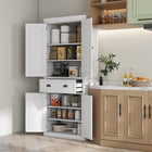 HOMCOM - Armoire de cuisine autoportante 72 po avec tiroir - blanc-Son grand tiroir et sa conception à 6 niveaux offrent un vaste espace de rangement 