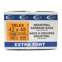 Eco II - Sac à Ordure - Extra Fort - 42 po x 48 po - Noir - paquet de 100-42 po x 48 po