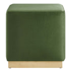 Modway - Tilden Velous de performance carré 17" Rembourré Ottoman - Moss Green Natural-Capacité de poids : 506 lbs.