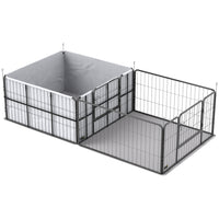 PawHut - Boxe de mise bas 7 panneaux pour chiens avec alèses-Sept panneaux, se transforme d'une caisse de mise bas en parc pour animaux