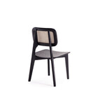 Manhattan Comfort - Lot de 4 chaises de salle à manger Versailles 47 cm style industriel chic - noir et cannage naturel-Dossier de chaise rectangulaire arrondi unique en rotin