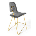 Modway - Ponder Performance Velvet Tabouret de bar - Gris-Capacité de poids : 330 lb