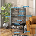 PawHut - Cage à oiseaux 43 po H avec support roulant, jouets, plateau amovible, étagère de rangement - noir-Jouets pour oiseaux pour le divertissement 