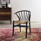 Modway - Flourish Fuseau Fauteuil d’appoint de salle à manger - Noir-Cadre en bois massif massif