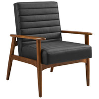Modway - Jensen Cuir végane Chaise d’accent - Noir noyer-Cuir végane rembourré
