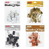 JAM Paper - Assortiment de pinces à baguette colourées - moyennes - 1 1/4 po (32 mm) - couleurs professionnelles assorties - 60 pinces/paquet-Couleurs professionnelles assorties (Blanc, Or, Or Rosé, Gris)