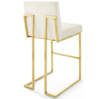 Modway - Privy Acier inoxydable doré Performance Velvet Tabouret de bar - Ivoire d’or - Ensemble de 2-Touffe élégante de biscuits
