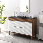 Modway - Render 48" Vanité de salle de bain à un seul lavabo - Noyer blanc Noir-Coiffeuse à grains de noyer