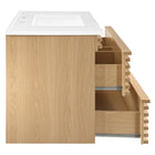 Modway - Render Support mural de 36" Vanette de salle de bain - Oak White-Bassin d’évier en céramique