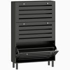 HOMCOM - Armoire à chaussures avec étagères réglables - noir-Design compact, idéal pour les petites entrées, couloirs ou tout espace étroit 