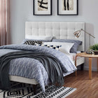 Modway - Paisley Touffe Tissu de lin rembourré Tête de lit complète / Queen, Blanc-Tête de lit pleine taille / Queen