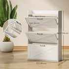 HOMCOM - Armoire à chaussures étroite style ferme - chêne blanc-Plateau supérieur avec rebord pour les clés, portefeuilles ou objets décoratifs 