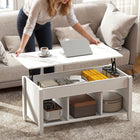 HOMCOM - Table basse relevable avec rangement - blanc-Fabriquée en panneau de particules avec une surface en mélamine pour une stabilité et une durabilité accrues