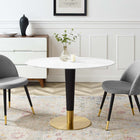 Modway - Zinque Ovale de 42 po Table à manger, Or Blanc-Plateau en MDF