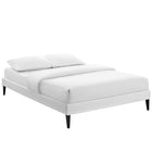 Modway - Tessie Vinyle Cadre de lit queen avec pieds carrés effilés, Blanc-Dix lattes de support en bois 