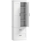 HOMCOM - Armoire de cuisine style ferme haute 67 po - blanc-Comprend une armoire à quatre niveaux et deux tiroirs, organisant tout le désordre de votre cuisine 