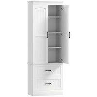 HOMCOM - Armoire de cuisine style ferme haute 67 po - blanc-Comprend une armoire à quatre niveaux et deux tiroirs, organisant tout le désordre de votre cuisine 