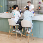 Homy Casa - Tabourets de Bar 26'' avec Siège Tissu Beige - Paquet de 2-Repose-Pieds Intégré : Inclut un repose-pieds intégré pour un confort et un soutien accrus.