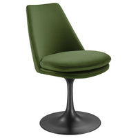 Modway - Lippa Salle à manger pivotante Performance Velvet Fauteuil d’appoint - Vert mousse noire-Sellerie en velours Performance résistante aux taches