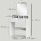 HOMCOM - Coiffeuse avec miroir - 29,5 po L x 15 po l x 53,1 po H - blanc-Pieds antidérapants pour la stabilité 