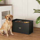 PawHut - Grandes gamelles surélevées pour chien avec rangement, support de gamelle surélevé - noir-Un tiroir à l'intérieur pour ranger les friandises et les laisses à proximité 
