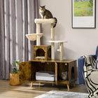 PawHut - Enclos pour bac à litière avec arbre à chat, condo - poteaux à griffer-Lit doux et moelleux, hamac et condo pour chats offrent des endroits confortables pour se détendre et faire la sieste 