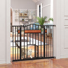 PawHut - 29,1''-41,3'' Barrière Extra Large pour Chien avec Porte pour Chat pour Portes - Noir-Porte pour chat intégrée pour une séparation sécurisée entre vos chats et chiens