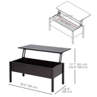 HOMCOM - Table basse moderne relevable 39 po avec compartiment de rangement caché - café-Couleur : Café
