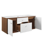 Modway - Transmit 48" Vanité de salle de bain murale - Blanc noyer-Matériel Chrome D46