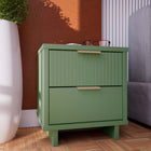 Manhattan Comfort - Table de nuit moderne Granville 45,99 cm à 2 tiroirs - Vert sauge-Comprend 2 tiroirs à extension totale avec tiroir supérieur conçu avec des lignes nervurées verticales en bois massif