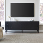 Hudson&Canal - Meuble TV Campello pour téléviseurs jusqu'à 78" - Grain noir-Construit en acier robuste et en matériaux MDF dans une finition grain noir artisanale