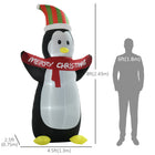 HOMCOM - Pingouin gonflable lumineux de 2 - 4 m - bannière « Joyeux Noël »-Se dégonfle rapidement pour un rangement facile 