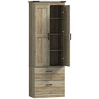 HOMCOM - Armoire de cuisine haute 67 po avec étagères réglables - brun café-Armoire à quatre niveaux et deux tiroirs maximisent l’espace de rangement 