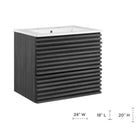 Modway - Render Support mural de 24" Vanette de salle de bain - Blanc charbon-Conception murale