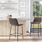 HOMCOM - Tabourets de bar modernes hauteur comptoir - café - paquet de 2-Recouverts d’un tissu en microfibre doux aspect cuir, résistant à l’abrasion et aux taches 
